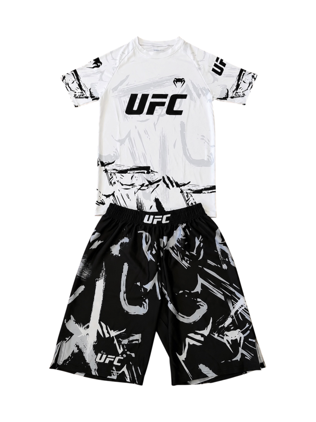 UFC rashguard set black and white